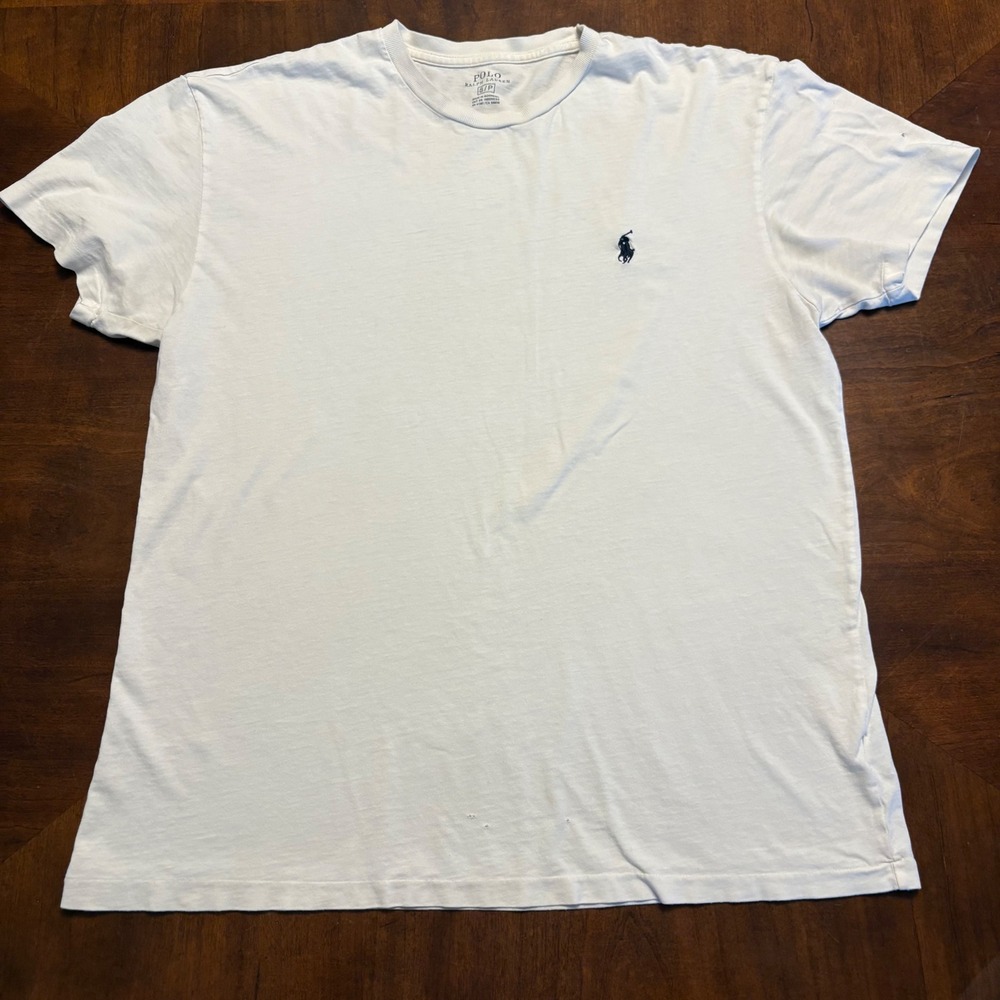 Polo Ralph Lauren T-Shirt Mens Small White Short Sleeve Pony Logo Distressed